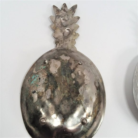 VTG Pineapple Trinket Dish Set Silver plated & Aluminum Tray E. Claire Japan - Picture 5 of 6